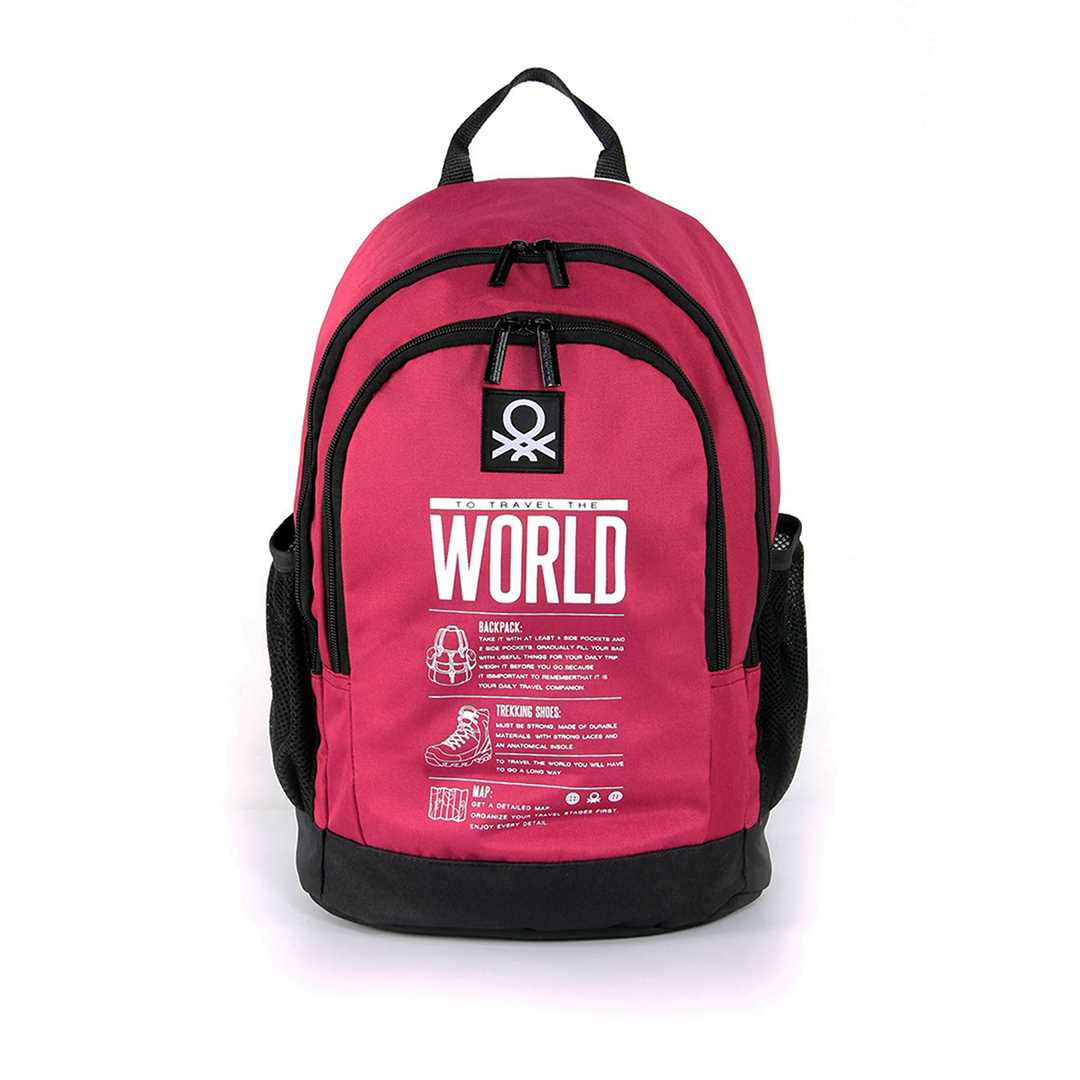 UNİTED COLORS OF BENETTON OKUL ÇANTASI 03834 BORDO SİYAH ÇİFT BÖLMELİ 1