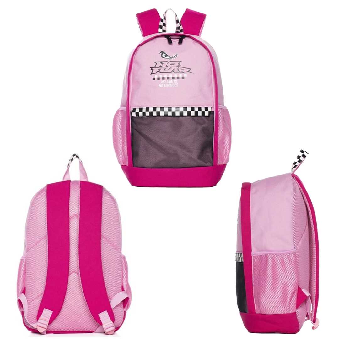 NO FEAR OKUL ÇANTASI 03619 PEMBE DAMA ŞERİTLİ ÜÇ BÖLMELİ 1