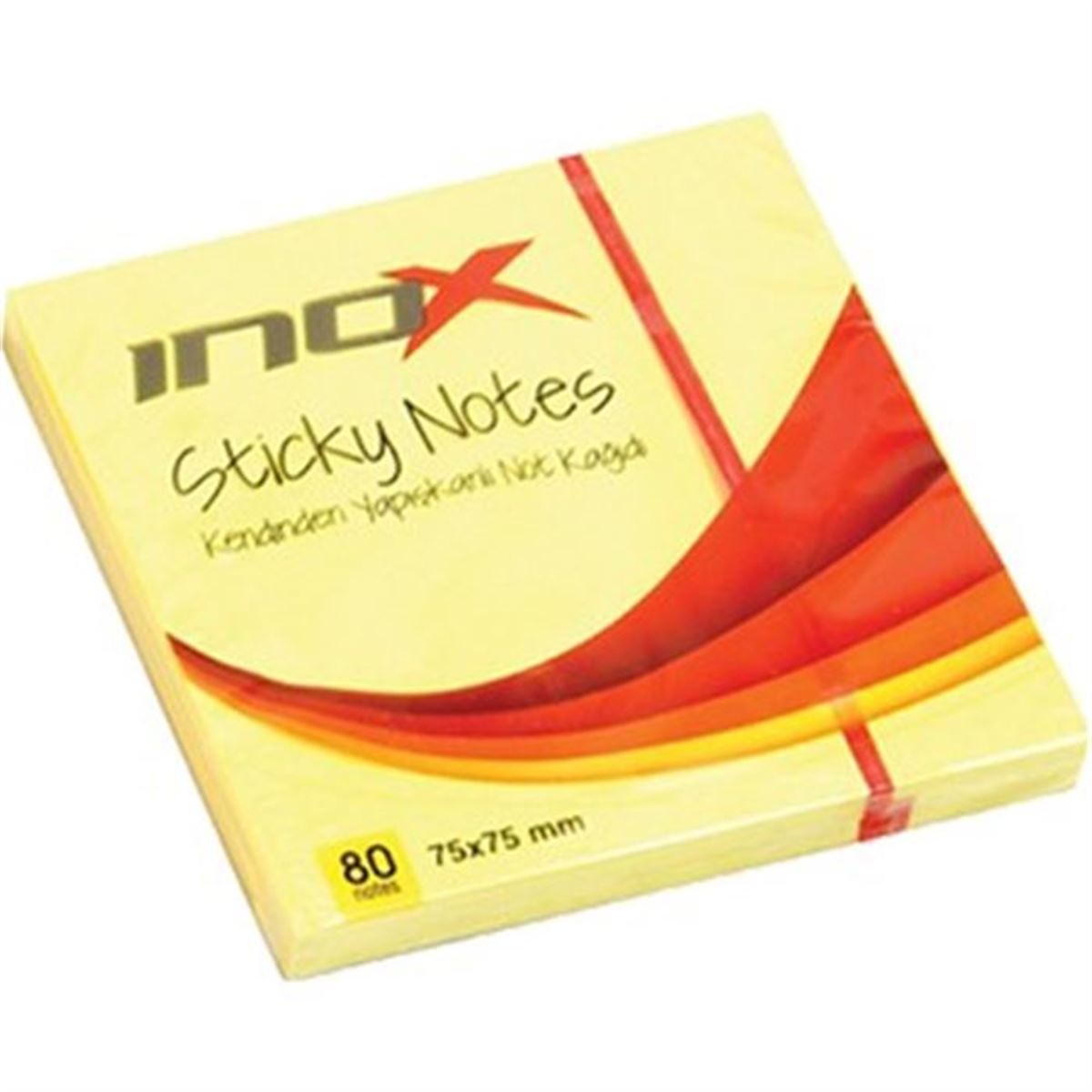 İNOX YAPIŞKANLI NOT KAĞIDI 75x75 FOSFORLU SARI 80 YP 12 Lİ 2304 1