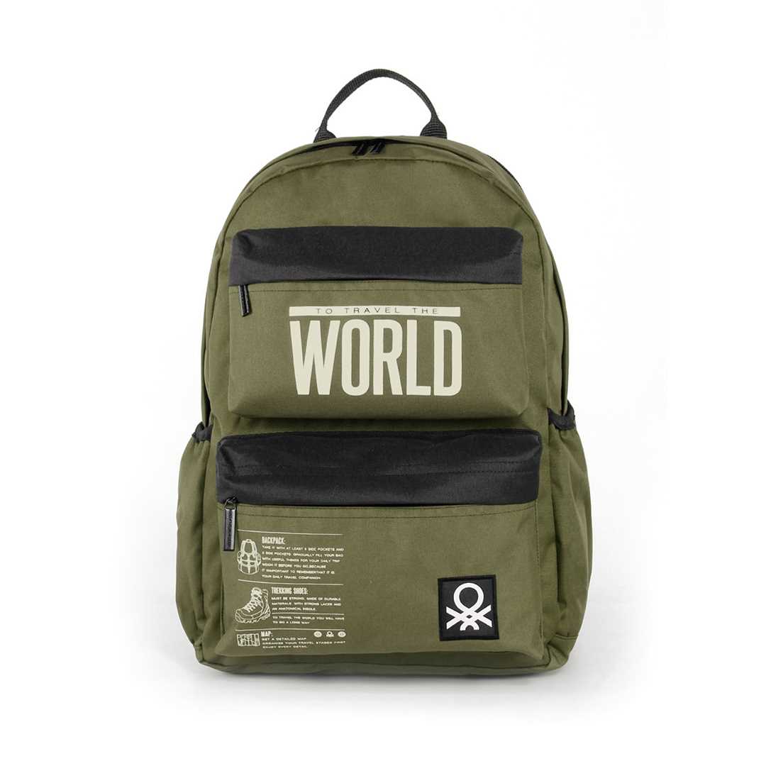 UNİTED COLORS OF BENETTON OKUL ÇANTASI 03825 HAKİ SİYAH DÖRT BÖLMELİ 1