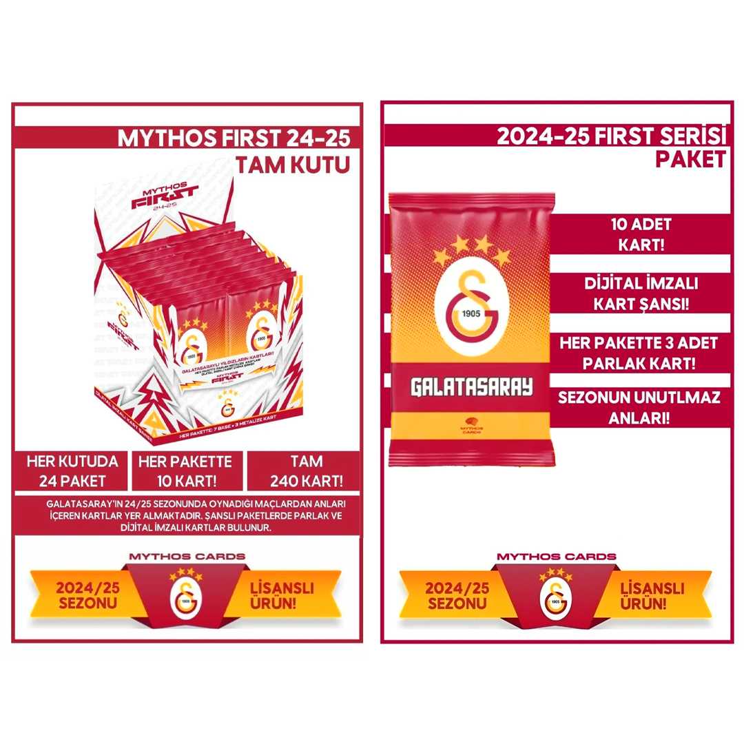 MYTHOS FİRST FUTBOLCU KARTLARI GALATASARAY 2024-25 24 LÜ 3+ 1
