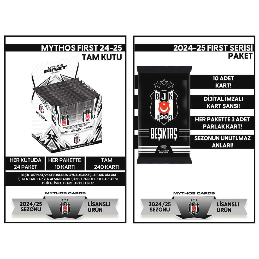 MYTHOS FİRST FUTBOLCU KARTLARI BEŞİKTAŞ 2024-25 24 LÜ 3+ 1