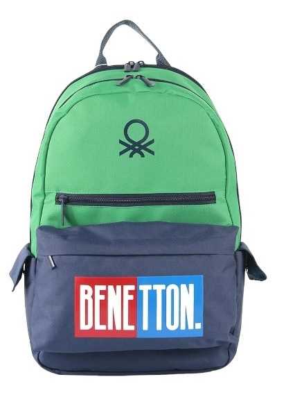 UNİTED COLORS OF BENETTON OKUL ÇANTASI 03785 YEŞİL LACİVERT ÜÇ BÖLMELİ 1