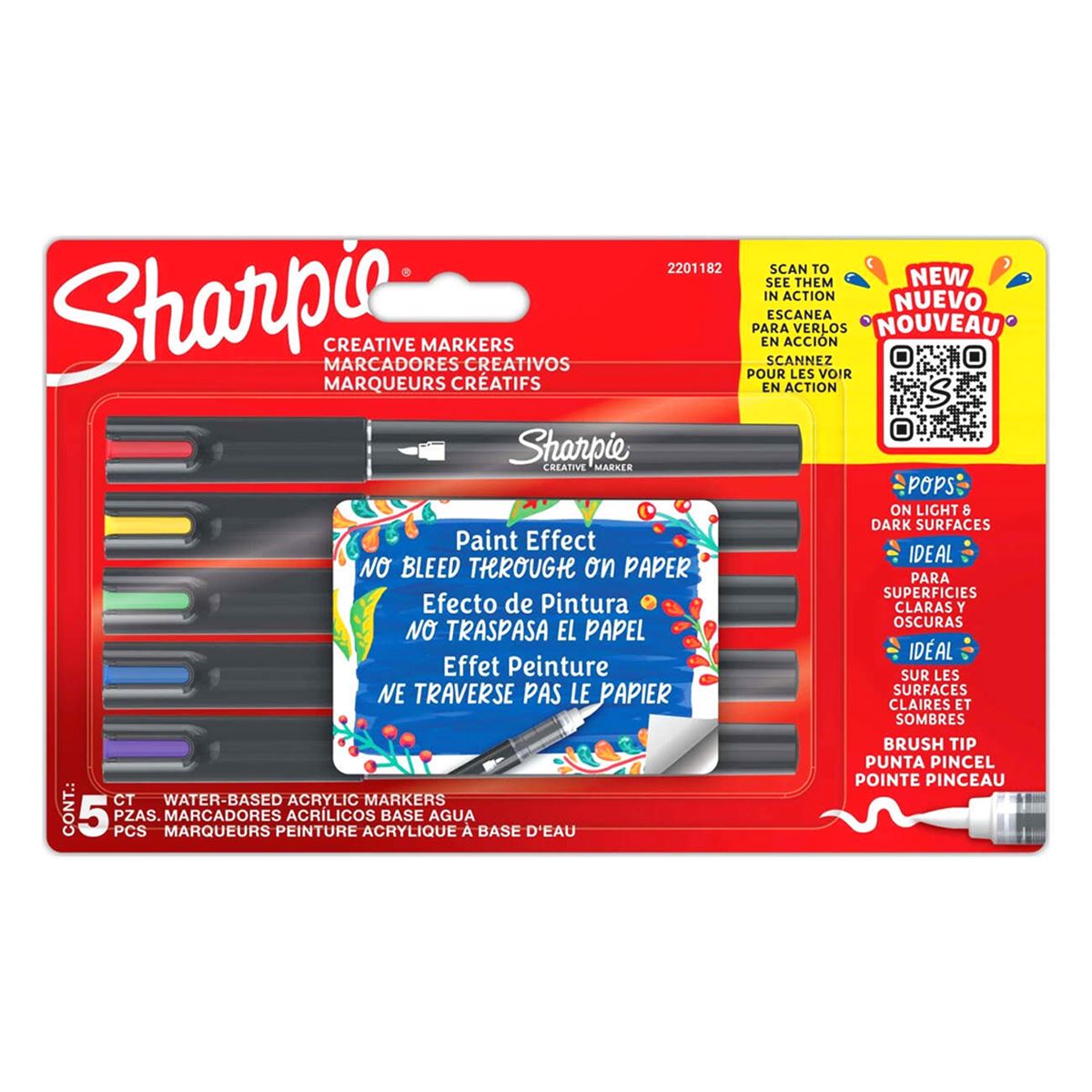SHARPİE PERMANENT MARKÖR 2201182 FIRÇA UÇ CREATİVE 5 RENK 1