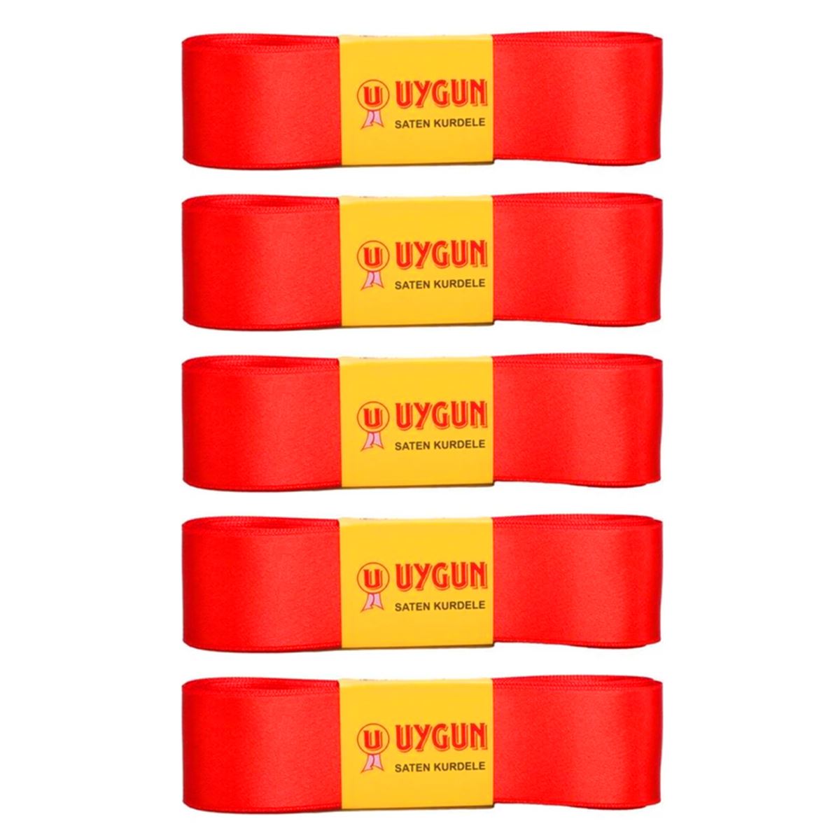 UYGUN SATEN KURDELE 30 MM 10 MT KIRMIZI 5 Lİ 1