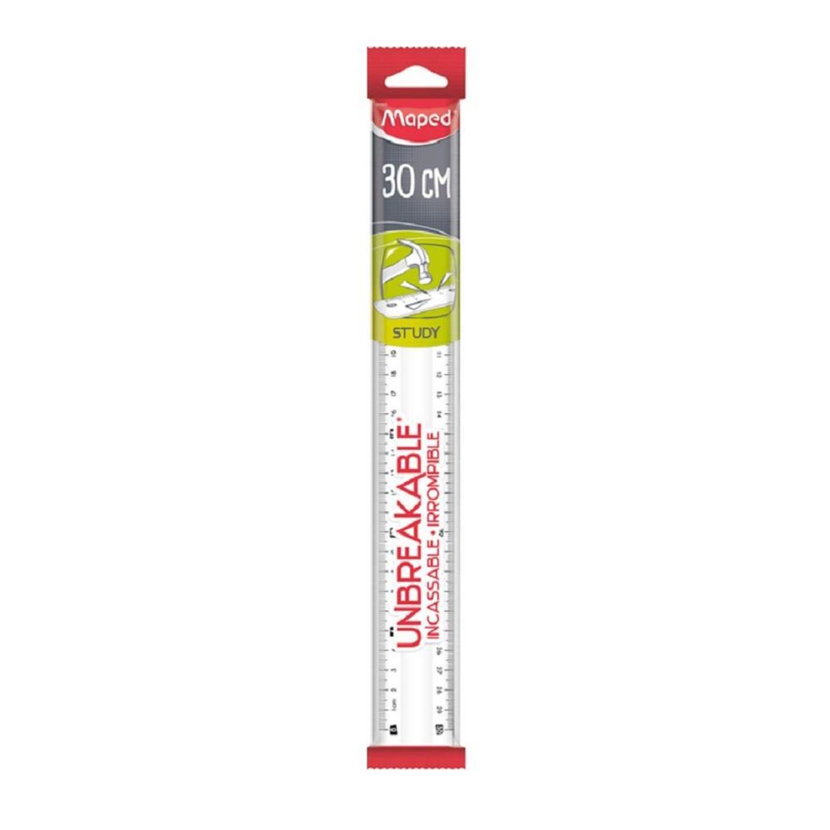 MAPED PLASTİK CETVEL 30 CM STUDY KIRILMAZ 25 Lİ 245620 1