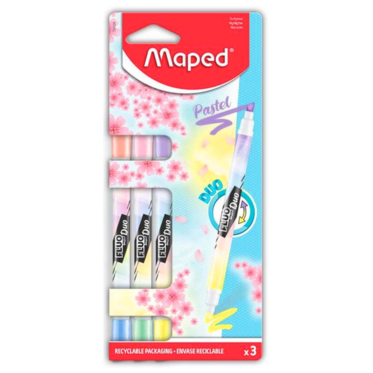 MAPED FOSFORLU KALEM FLUO DUO ÇİFT TARAFLI KALEM TİPİ PASTEL 3 LÜ 734128 1
