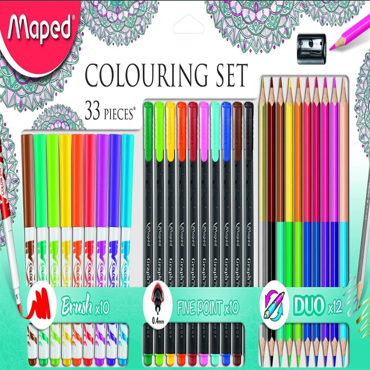MAPED OKUL SETİ 897417 KURUBOYA + FİNELİNER 0.4 MM + FIRÇA UÇLU KALEM 33 PARÇA 1