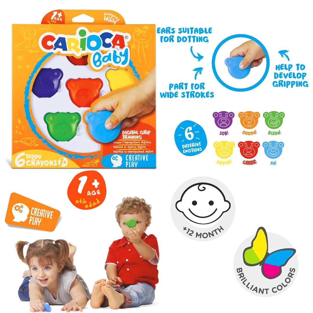 CARİOCA MUM BOYA BABY TEDDY CRAYONS 6 LI 42956 1
