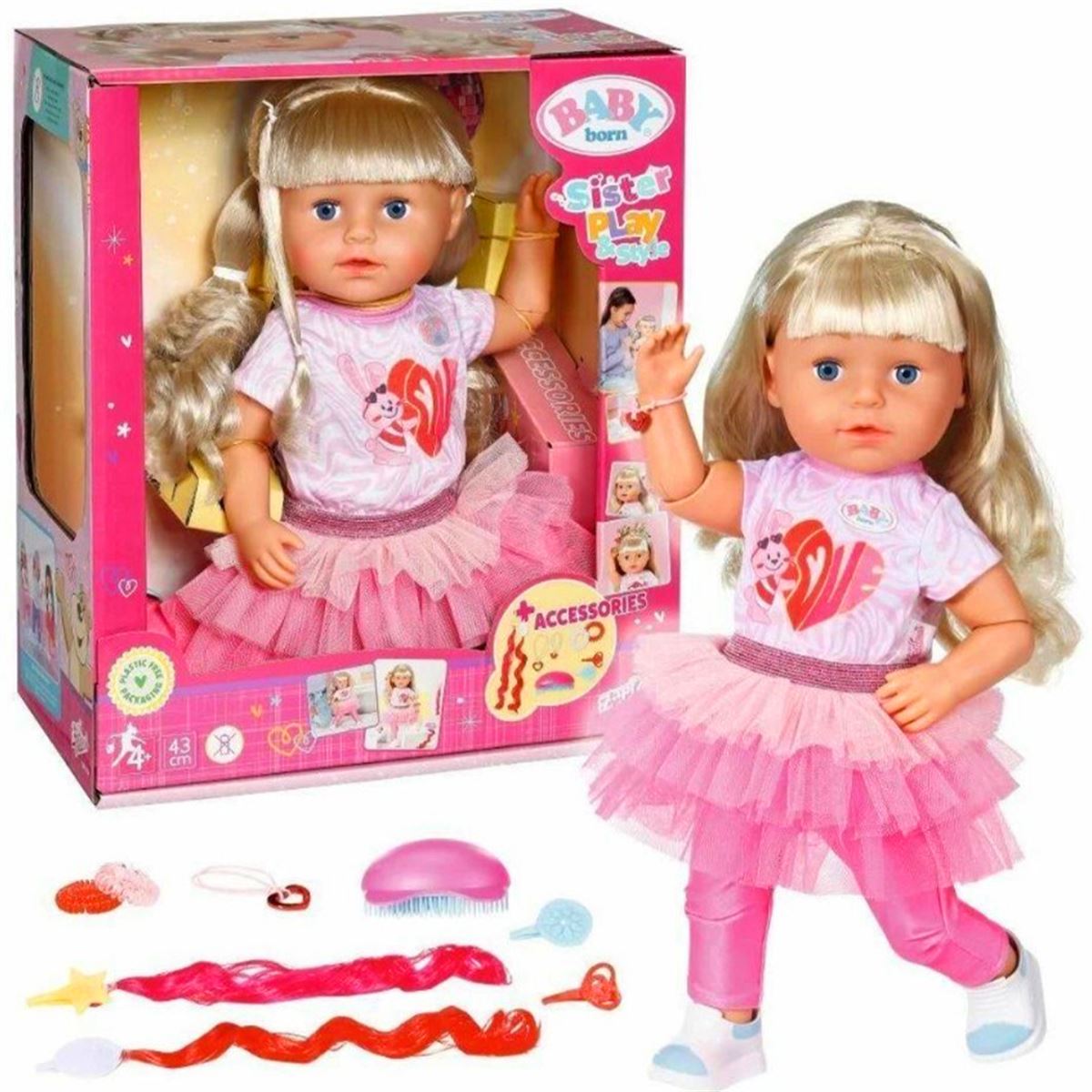 BABY BORN BEBEK 833018 KIZ KARDEŞ BEBEĞİ AKSESUARLI 43 CM 4+ 1