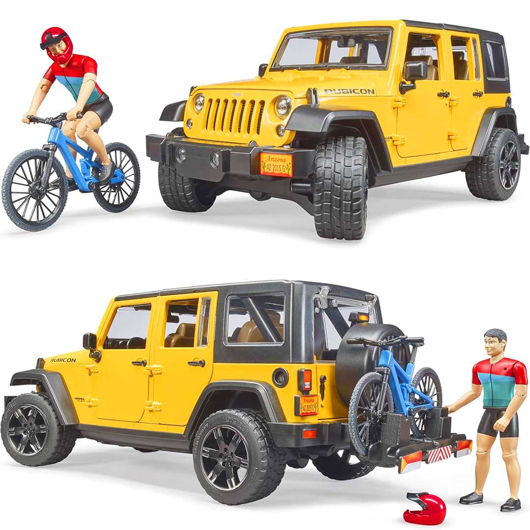 BRUDER BR02543 JEEP WRANGLER RUBİCON BİSİKLET VE SÜRÜCÜSÜ 1:16 4+ 1