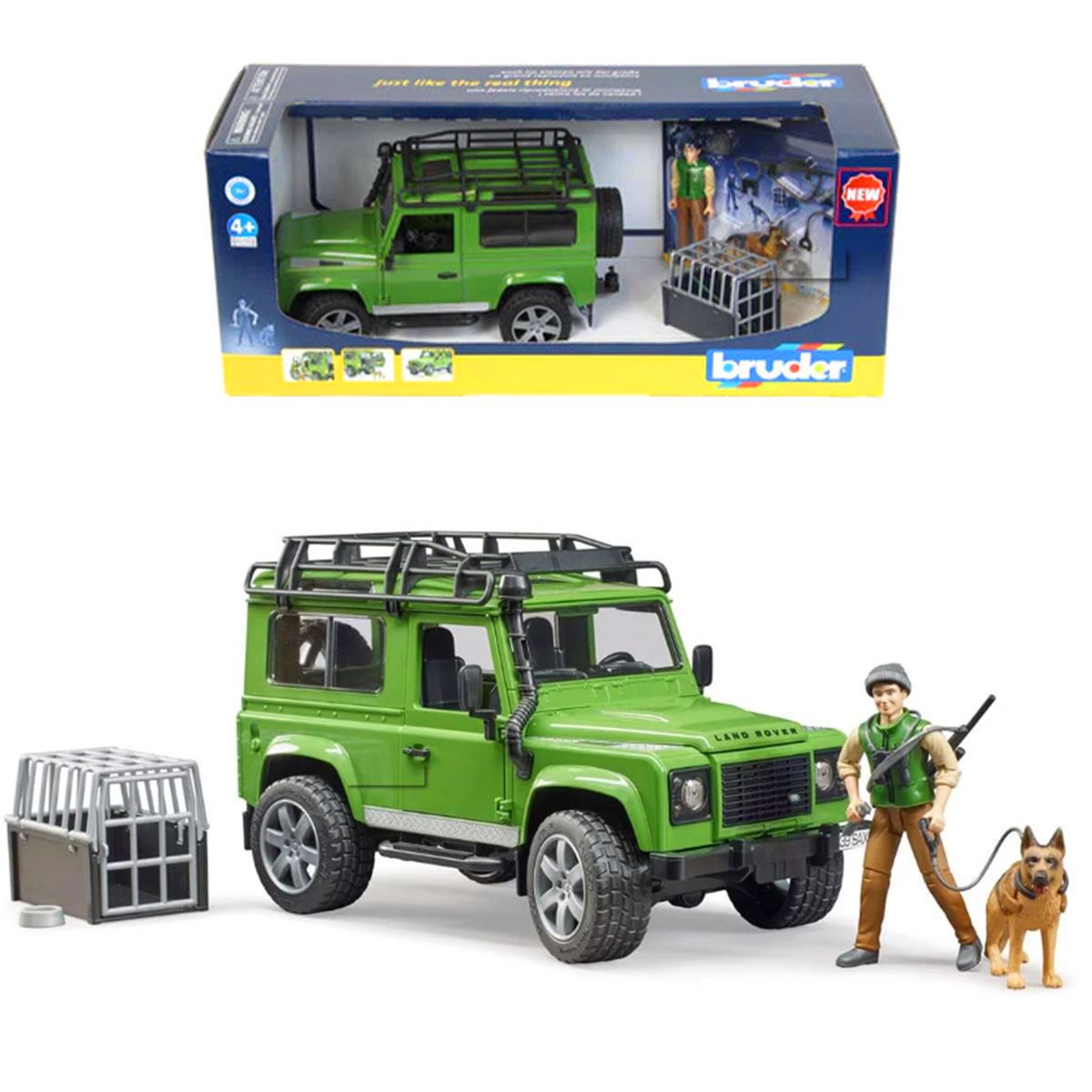 BRUDER BR02587 LAND ROVER ARAZİ ARACI AVCI VE AV KÖPEĞİ 1:16 4+ 1