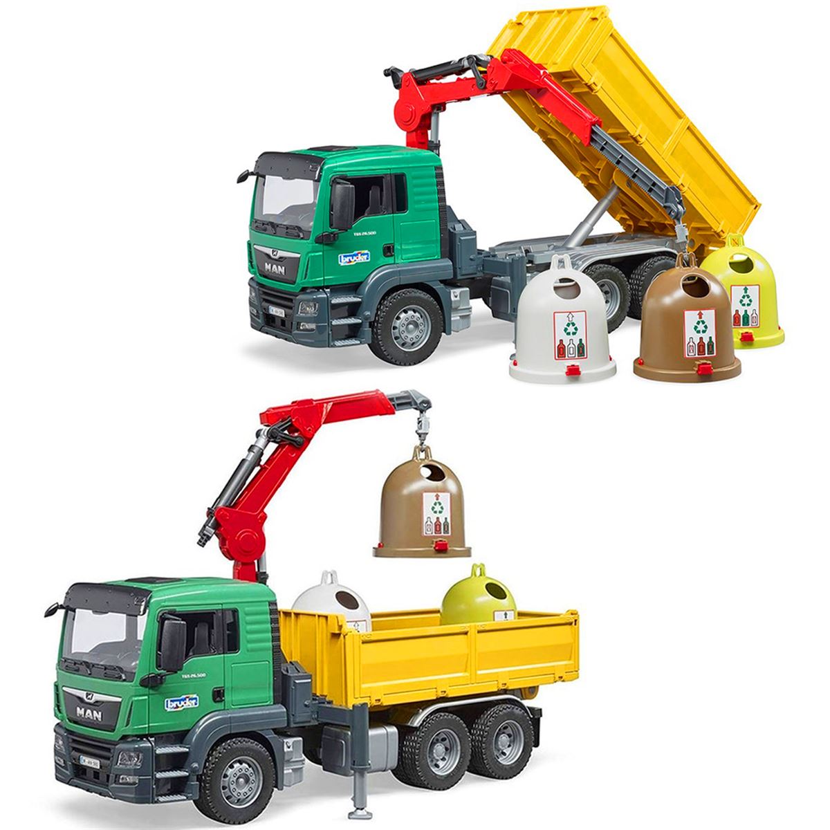 BRUDER BR03753 KAMYON 3 GERİ DÖNÜŞÜM KUMBARASI 1:16 4+ 1