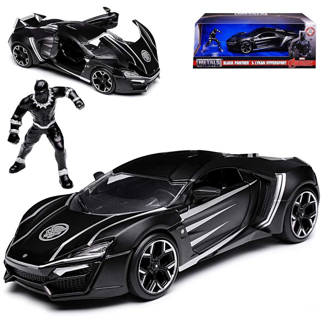 SİMBA JADA MARVEL AVENGERS 3225004 BLACK PANTHER LYKAN HYPERSPORT DİE CAST FİGÜR METAL ARABA 1:24 8+ 1