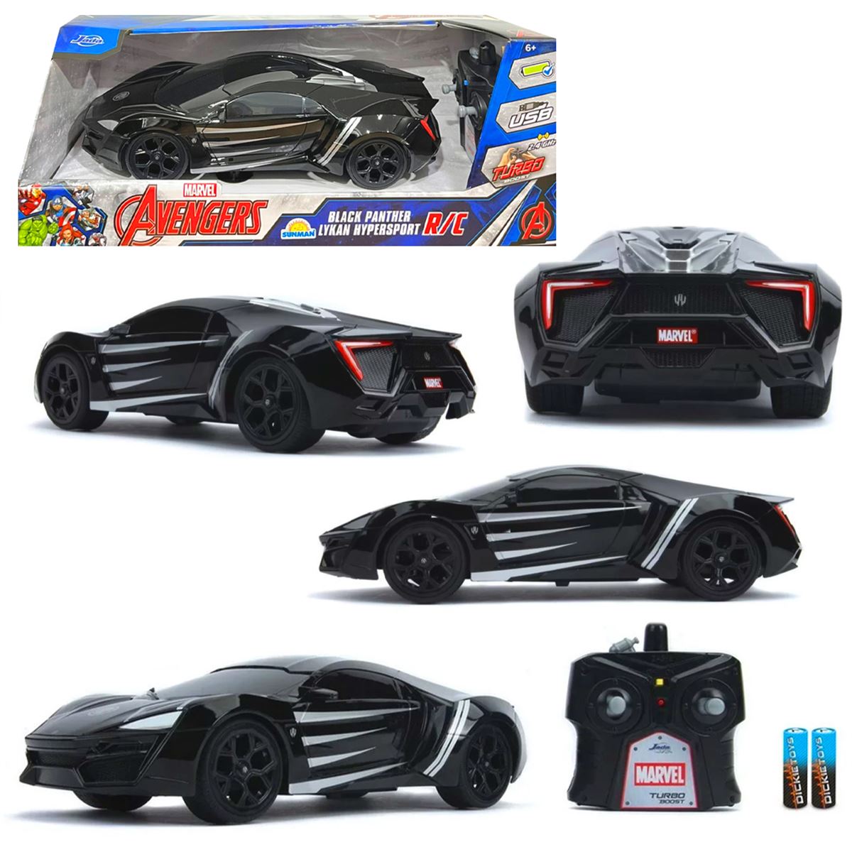 SİMBA JADA AVENGERS BLACK PANTHER LYKAN HYPERSPORT 6001-30544 KUMANDALI 2.4GHZ R/C F/F 1:16 USB 6+ 1