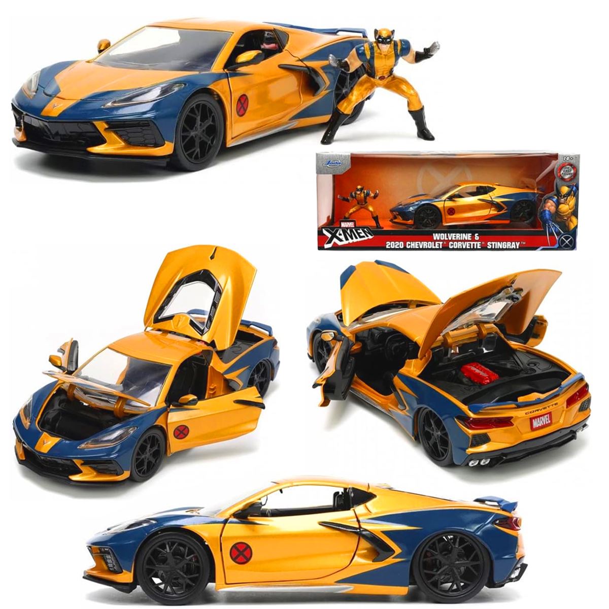 SİMBA JADA MARVEL X-MEN 3225025 WOLVERİNE 6 2020 CHEVROLET CORVETTE STİNGRAY DİE CAST FİGÜR 1:24 8+ 1