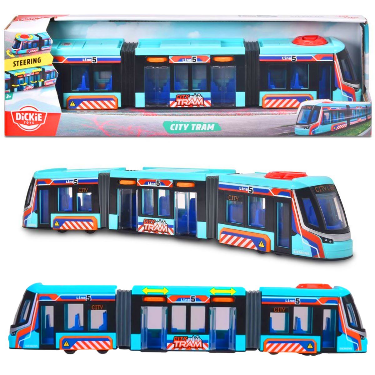 DİCKİE TOYS SİEMENS CİTY TRAM 3747016 ŞEHİR TRAMVAYI 3+ 1