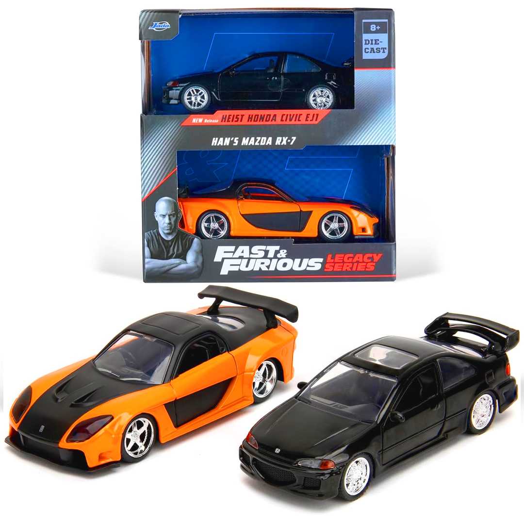 SİMBA JADA FAST FURİOUS 3202011 HANS MAZDA RX-7 HEİST HONDA CİVİC EJ1 DİE CAST METAL ARABA 1:32 8+ 1