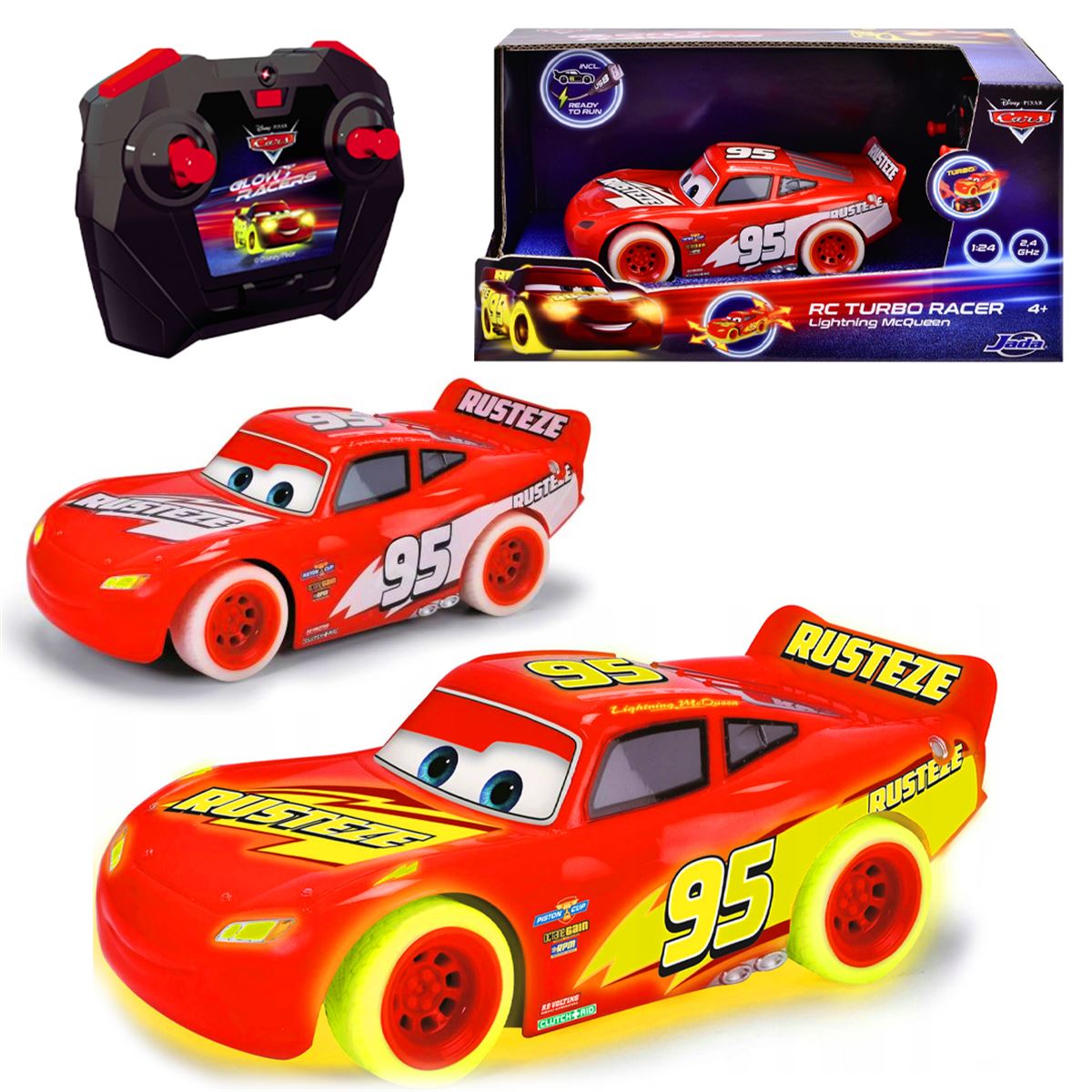 DİCKİE TOYS KUMANDALI ARABA 3084035 RC CARS GLOW RACERS LİGHTNİNG MCQUEEN 2.4GHZ IŞIKLI 1:24 4+ 1