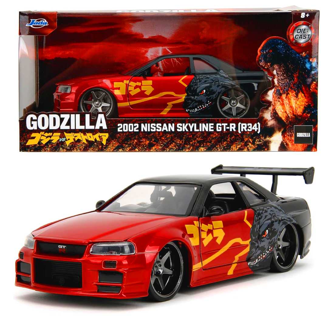 SİMBA JADA GODZİLLA 3253024 2002 NİSSAN SKYLİNE GT-R R34 DİE CAST METAL ARABA 1:24 8+ 1