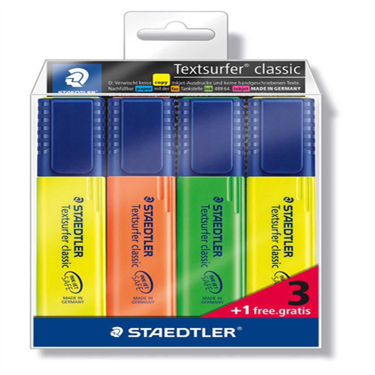 STAEDTLER FOSFORLU KALEM KESİK UÇ 4 LÜ 364-S WP4P 1