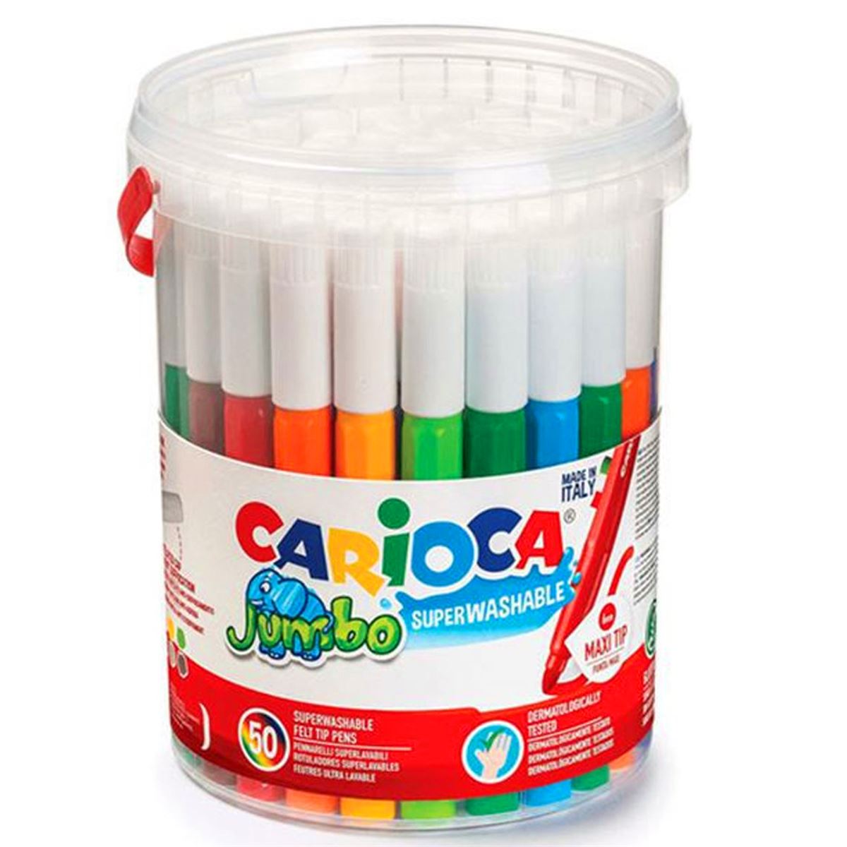 CARİOCA KEÇELİ KALEM JUMBO YIKANABİLİR 50 Lİ PLASTİK KOVA 42312 1
