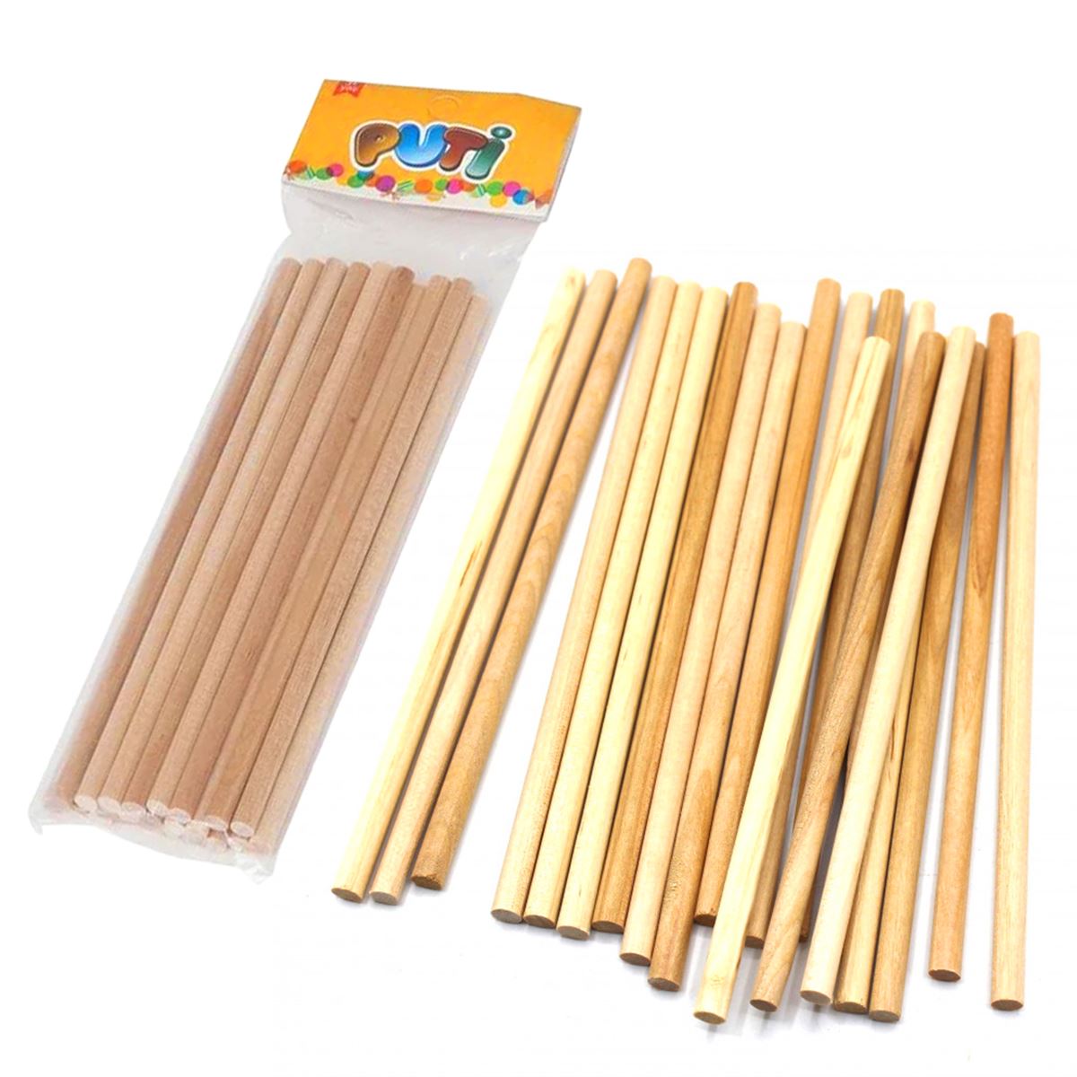 PUTİ AHŞAP YUVARLAK ÇUBUK NATUREL 24 LÜ 12 PK 4711 1