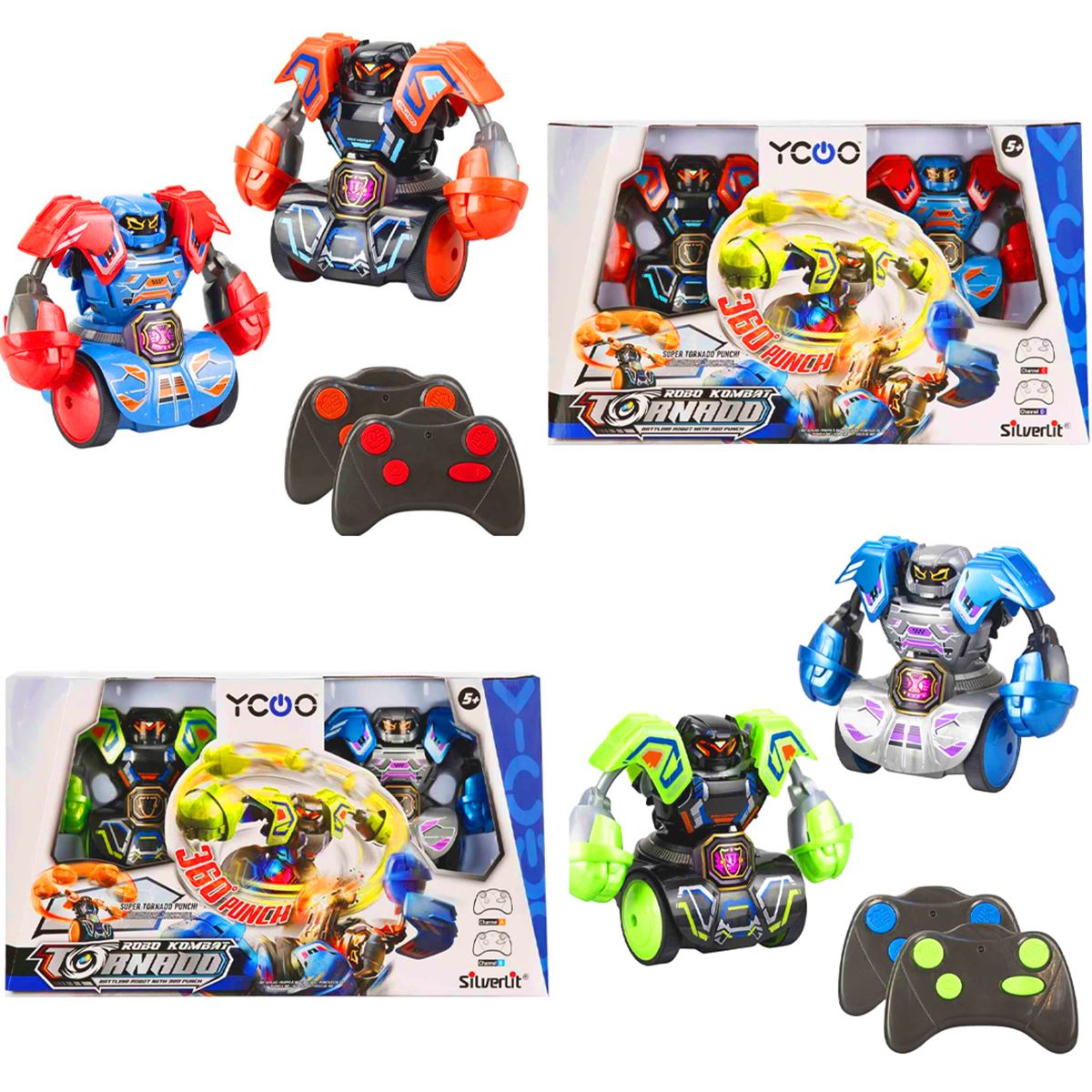 SİLVERLİT YCOO ROBOT 86883 ROBO KOMBAT TORNADO 360 DERECE YUMRUK KUMANDALI SESLİ IŞIKLI 2 Lİ 5+ 1
