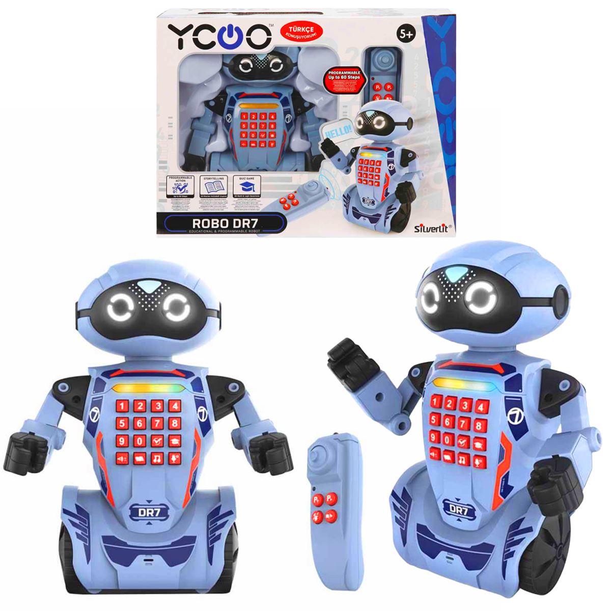 SİLVERLİT YCOO ROBOT 88046 ROBO DR7 TÜRKÇE KUMANDALI SESLİ IŞIKLI 5+ 1