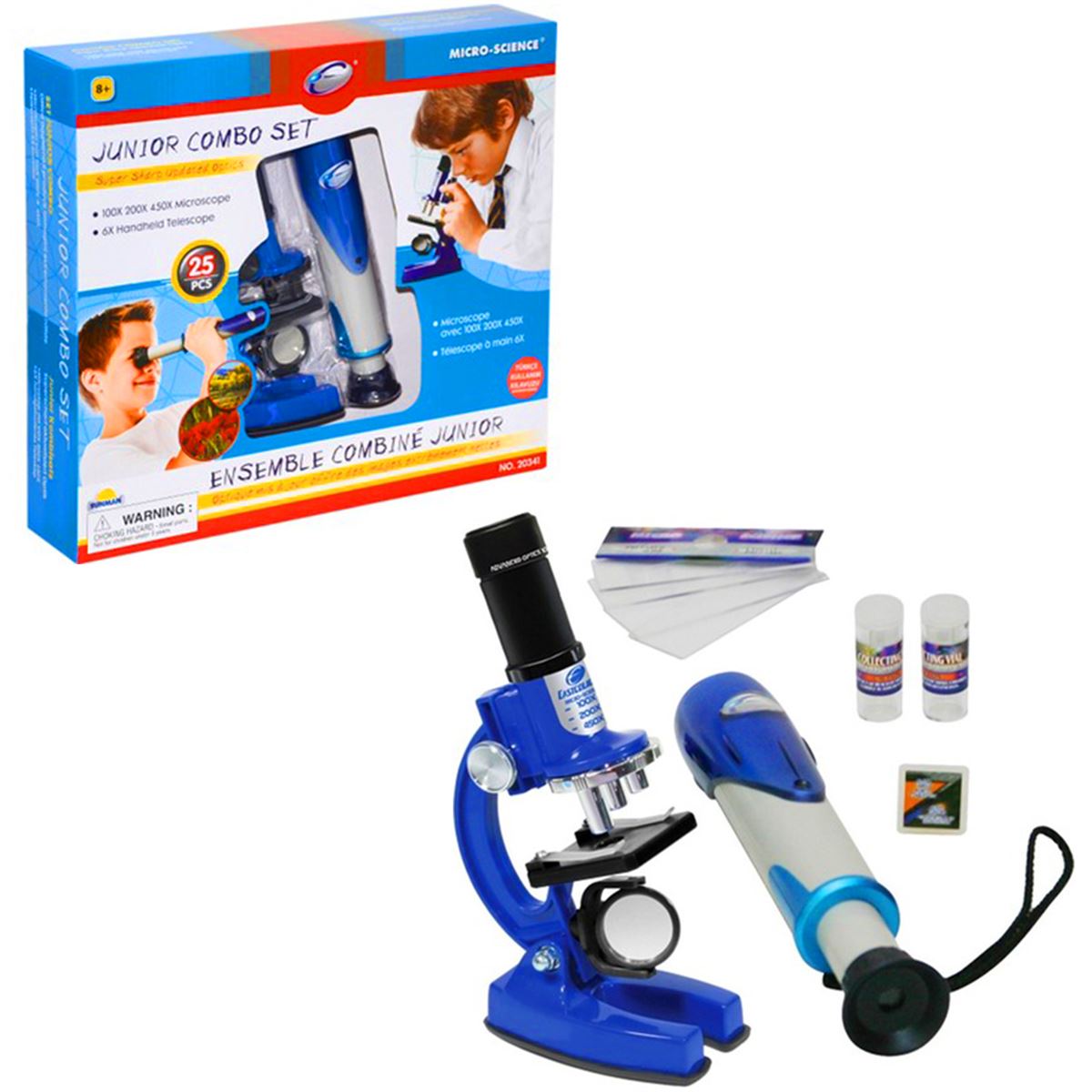 SUNMAN JUNİOR COMBO BİLİM 20341 TELESKOP MİKROSKOP SETİ 25 PARÇA 8+ 1