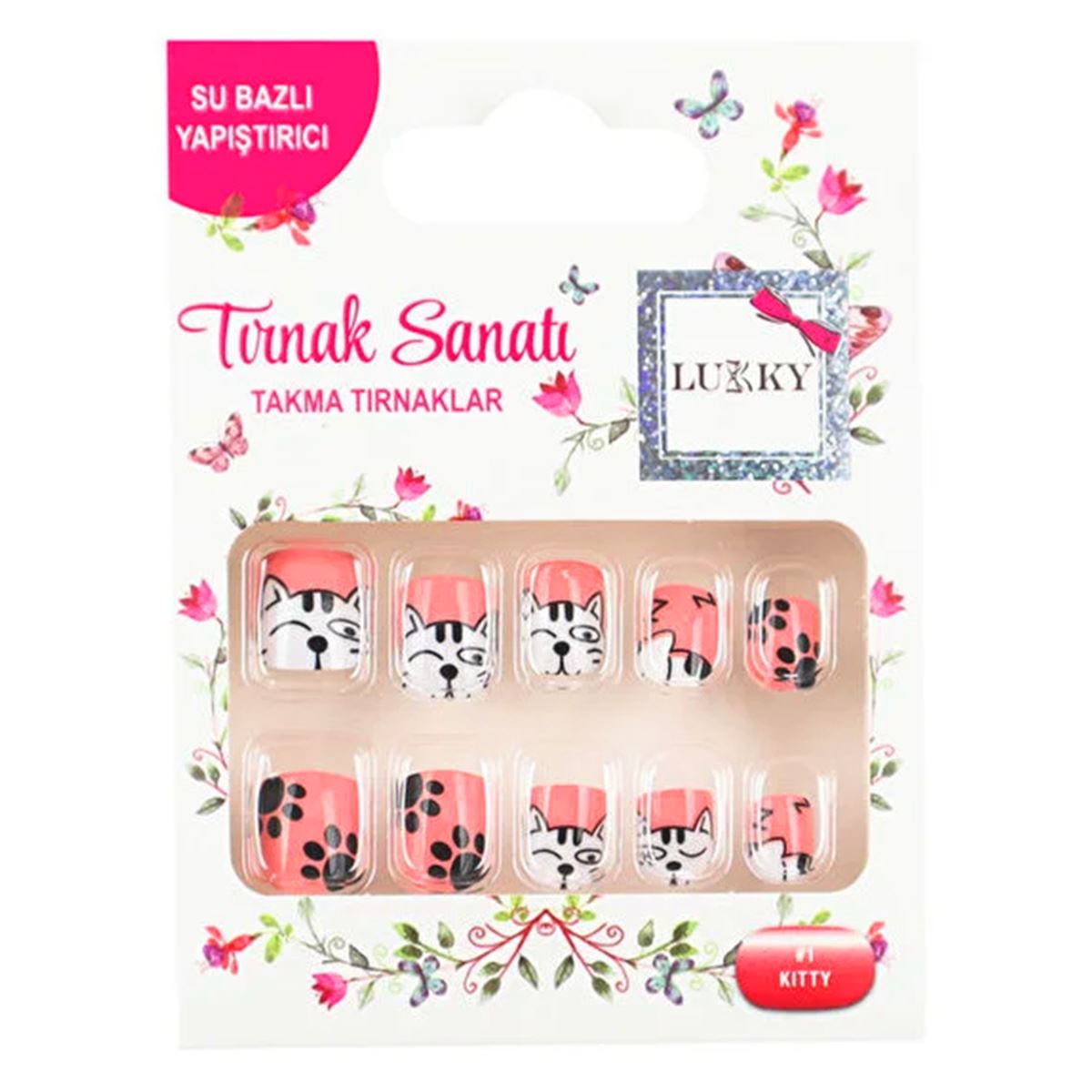 LUKKY TAKMA TIRNAK T19422 KEDİ BASKILI 3+ 1