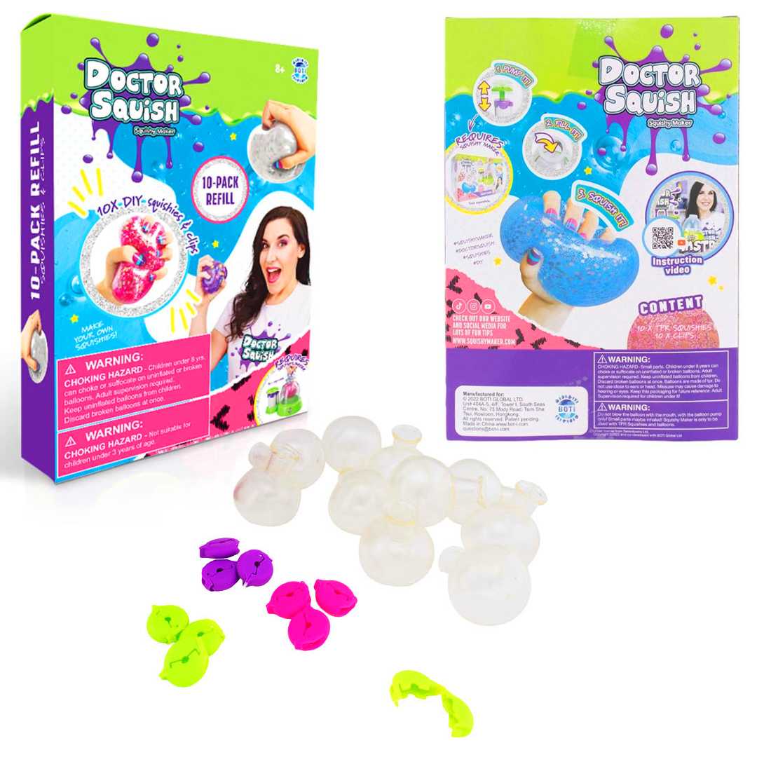 DOKTOR SQUİSH 38687 YEDEK PAKET 10 ADET BALON VE KLİPS SİMLİ SQUİSHY YAPIM SETİ 8+ 1