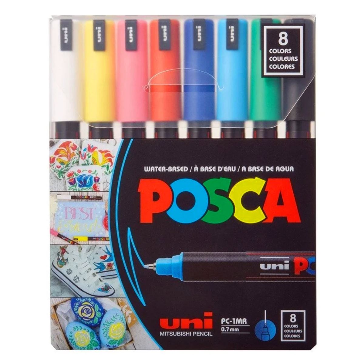 UNİ POSTER MARKÖRÜ POSCA PC-1MR-8C 07 ANA RENKLER 8 Lİ 1
