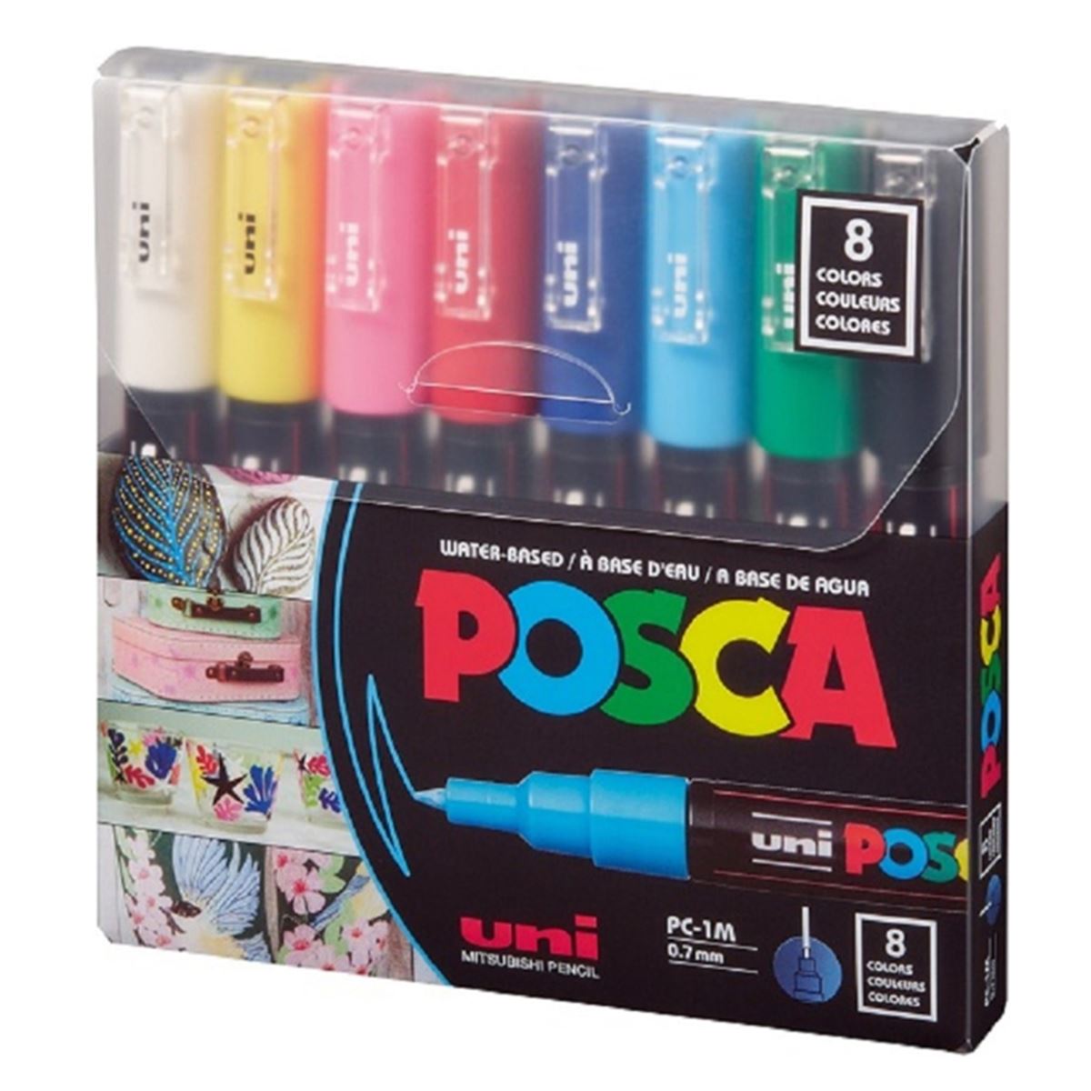 UNİ POSTER MARKÖRÜ POSCA PC-1M-8C 07 ANA RENK 8 Lİ 1