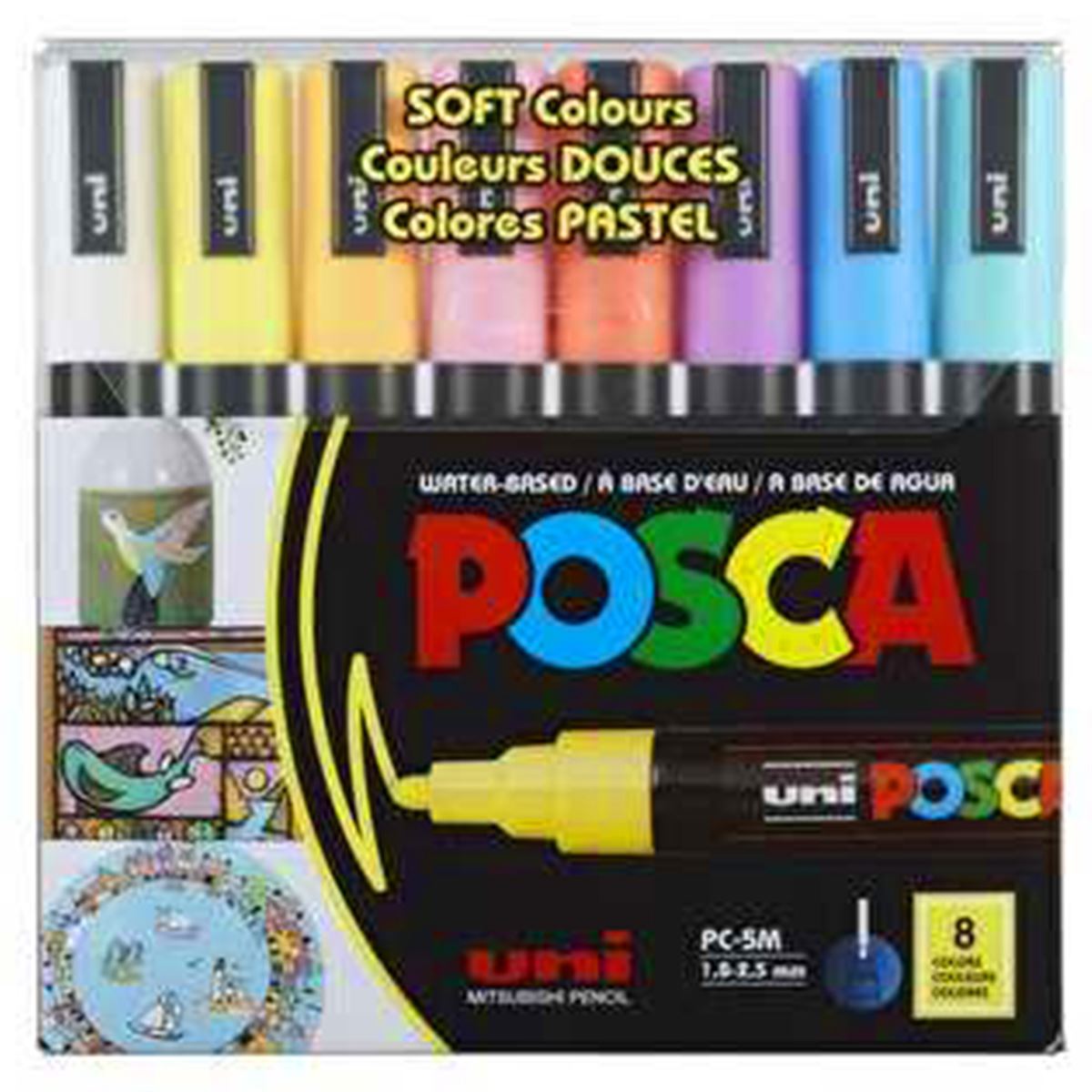 UNİ POSTER MARKÖRÜ POSCA PC-5M-8C SC 1.8-2.5 SOFT RENKLER 8 Lİ 1