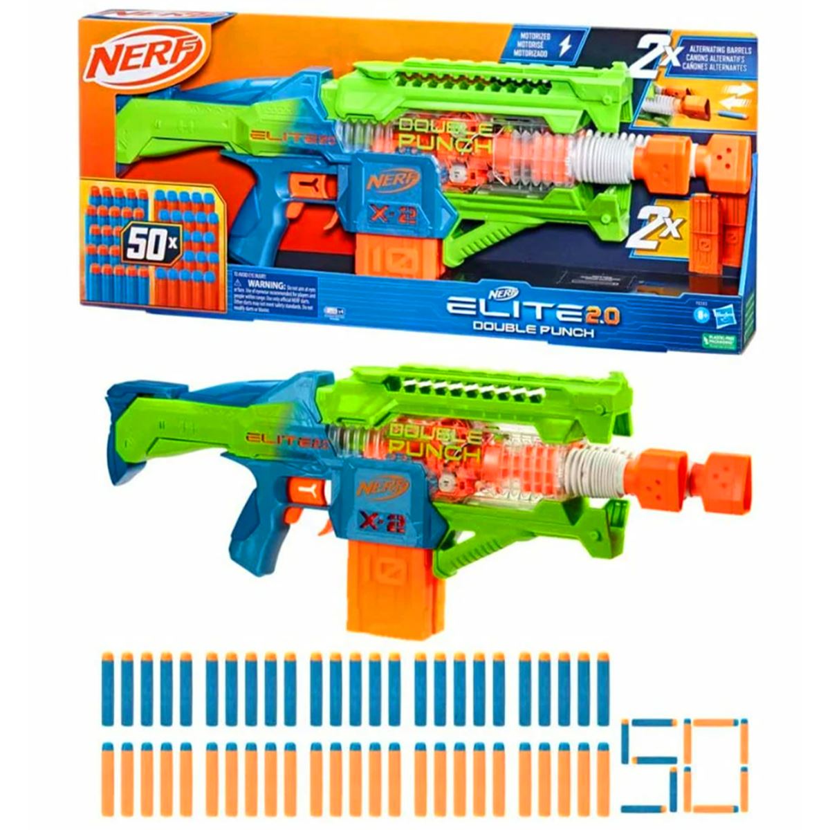 NERF ELİTE 2.0 DOUBLE PUNCH F6363 SÜNGER TABANCASI 50 MERMİ 8+ 1