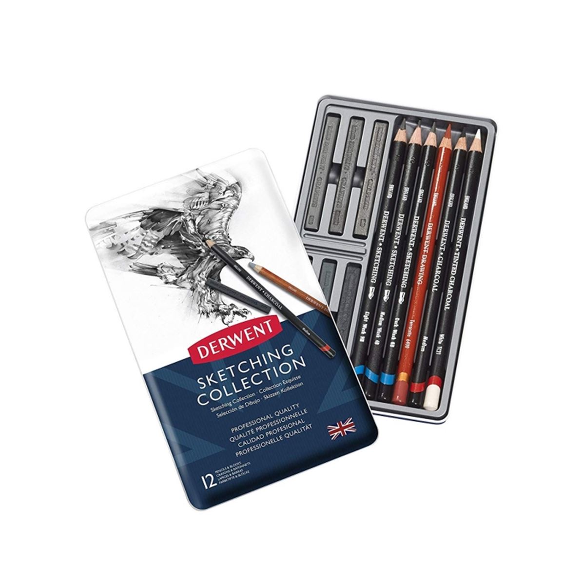 DERWENT SKETCHİNG ESKİZ KALEM SETİ 12 Lİ METAL KUTU DW34305 1