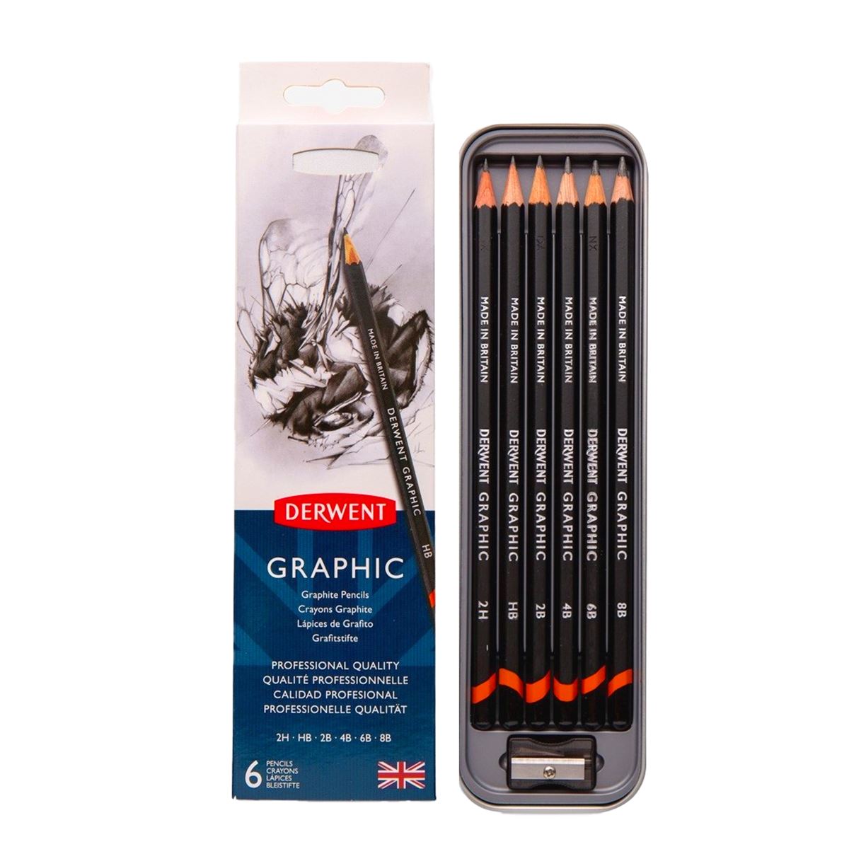 DERWENT GRAPHİC DERECELİ KALEM SET 6 LI METAL KUTU DW700835 1