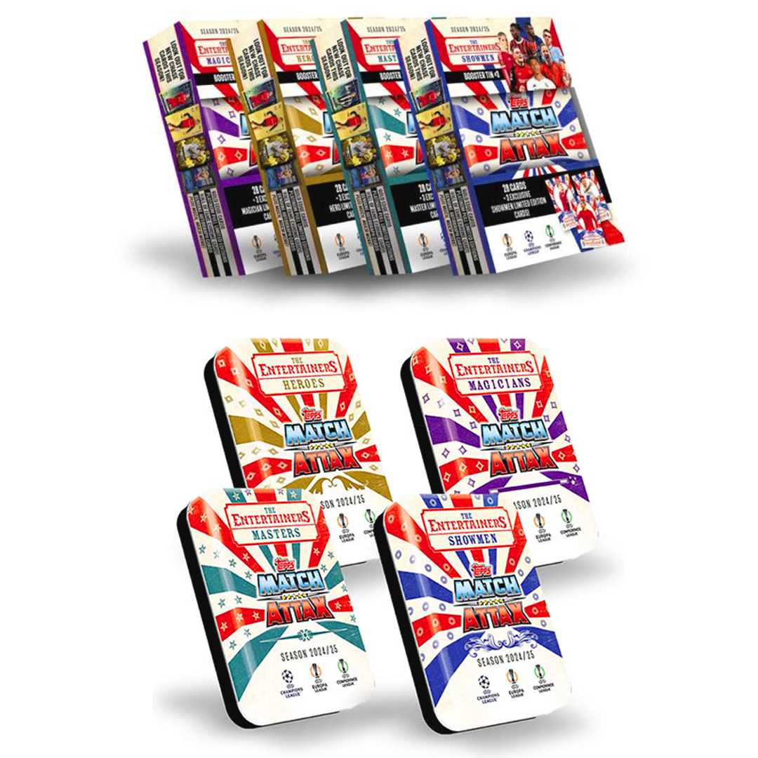 TOPPS MATCH ATTAX FUTBOLCU KARTLARI BOOSTER TİN HEROES-MAGİCİANS-MASTERS-SHOWMEN 2024-25 4 MODEL 6+ 1