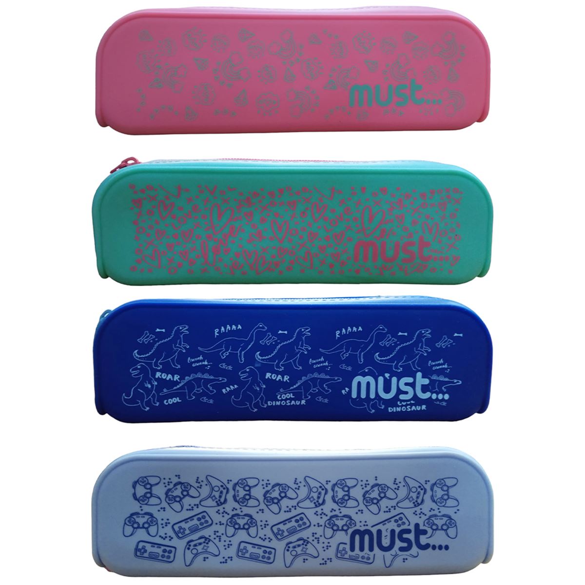 MUST KALEM ÇANTASI 584840 SİLİKON DESENLİ PASTEL DÖRT RENK TEK BÖLMELİ 1