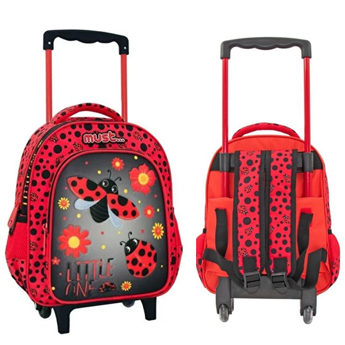 MUST ÇEKÇEKLİ ANAOKUL ÇANTASI 584998 UĞUR BÖCEĞİ ÇİFT BÖLMELİ 1