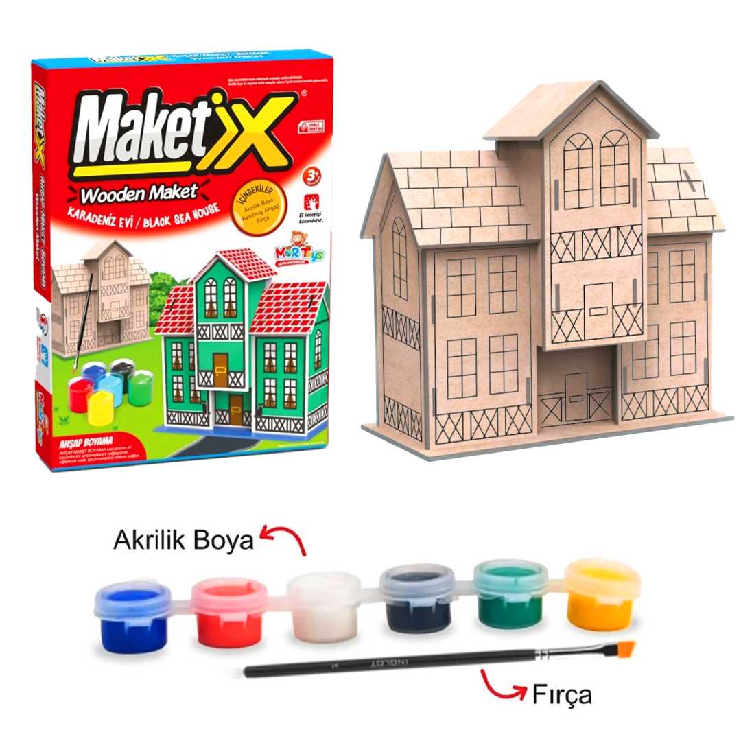 MORTOYS MAKETİX KARADENİZ EVİ 9785 AHŞAP BOYAMA 1