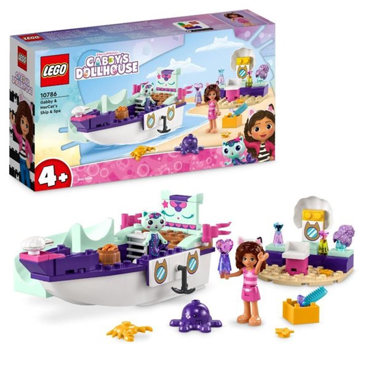LEGO GABBYS DOLLHOUSE 10786 GABBY VE SÜSLÜ KEDİNİN GEMİSİ VE SPA 88 PARÇA 4+ 1
