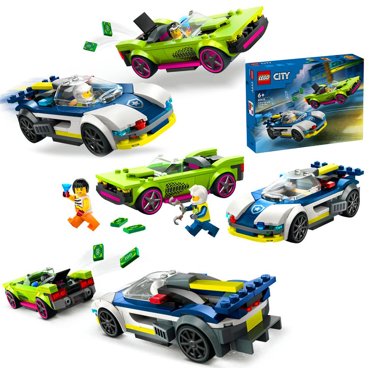 LEGO CİTY 60415 POLİS ARABASI VE SPOR ARABA TAKİBİ 213 PARÇA 6+ 1