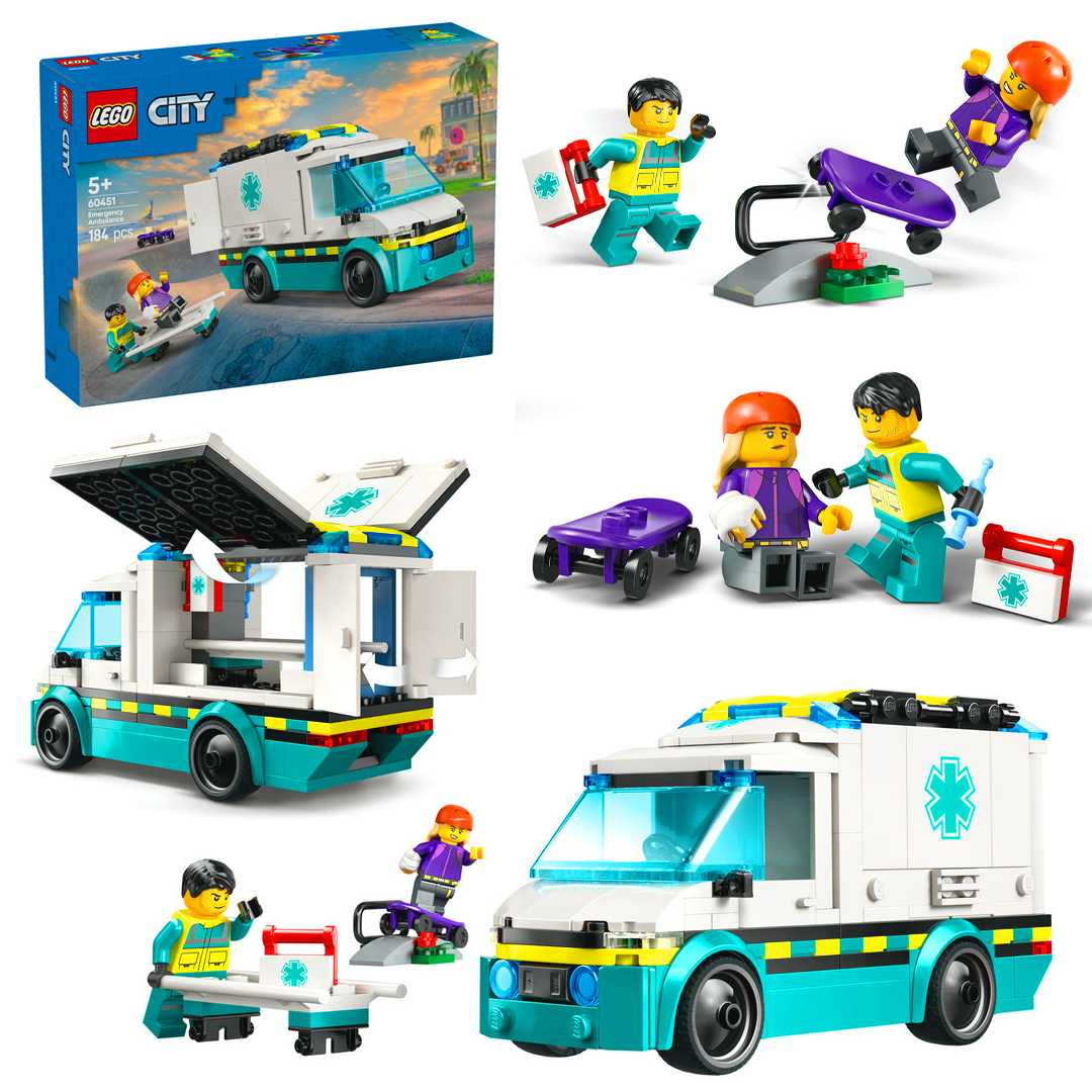 LEGO CİTY 60451 EMERGENCY AMBULANCE 184 PARÇA 5+ 1