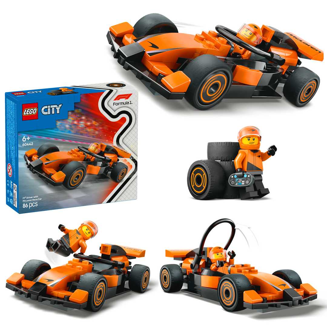 LEGO CİTY 60442 F1 DRİVER WİTH MCLAREN RACE CAR 86 PARÇA 6+ 1