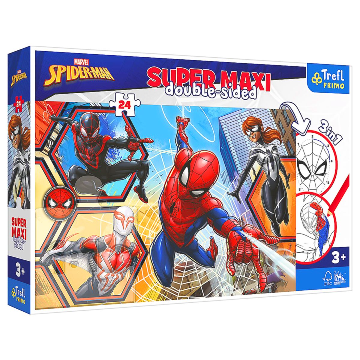 TREFL PRİMO PUZZLE 41006 SUPER MAXİ SPİDERMAN ÇİFT TARAFLI 3IN1 24 PARÇA 3+ 1
