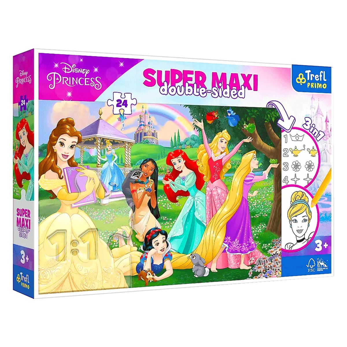 TREFL PRİMO PUZZLE 41008 SUPER MAXİ PRİNCESS ÇİFT TARAFLI 3IN1 24 PARÇA 3+ 1