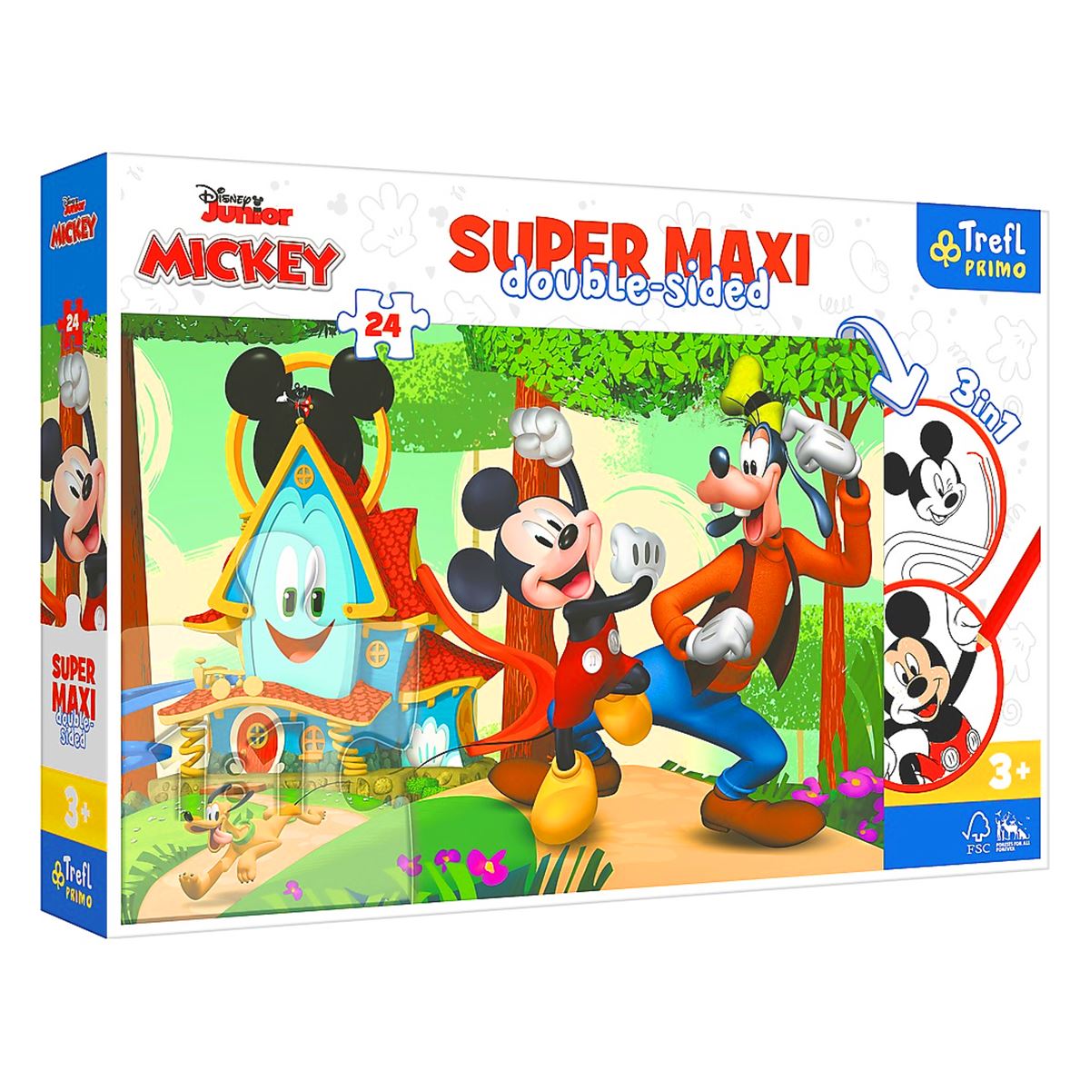 TREFL PRİMO PUZZLE 41012 SUPER MAXİ MİCKEY ÇİFT TARAFLI 3IN1 24 PARÇA 3+ 1