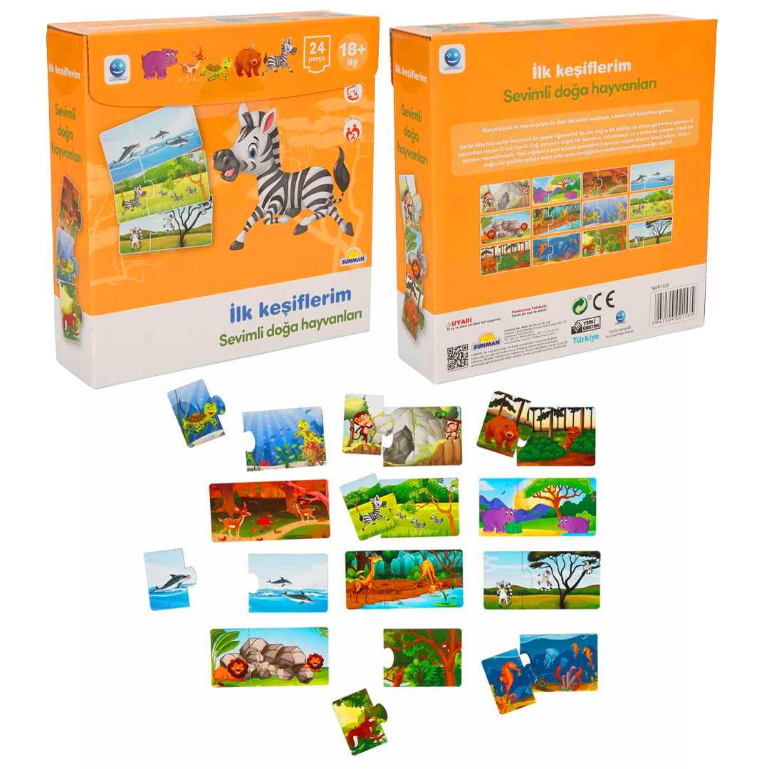 SUNMAN PUZZLE İLK KEŞİFLERİM NOR1535 SEVİMLİ DOĞA HAYVANLARI 24 PARÇA 18M+ 1
